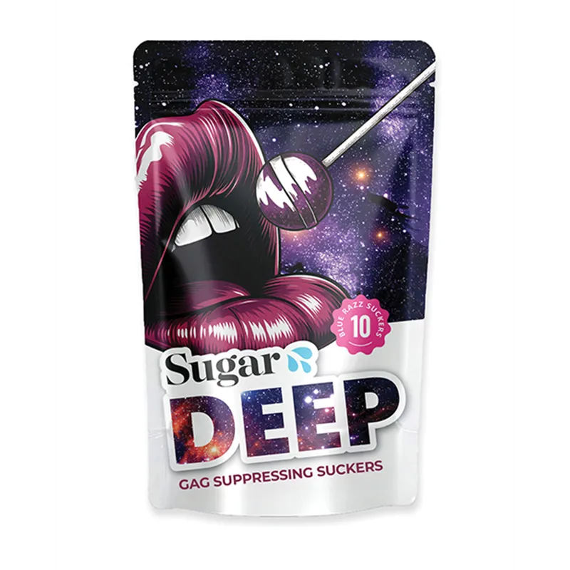Sugar Splash Deep Gag-Suppressing Suckers with Magnesium Chloride, Purple Razz, Pack of 10