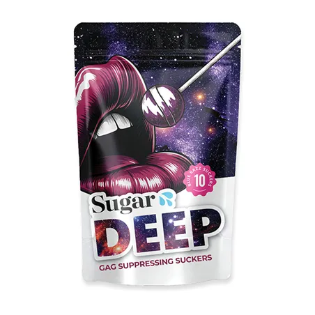 Sugar Splash Deep Gag-Suppressing Suckers with Magnesium Chloride, Purple Razz, Pack of 10