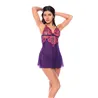 Floral Embroidered Mesh Babydoll with Thong Set
