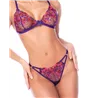 Floral Embroidered Mesh Triangle Bra and Thong Set