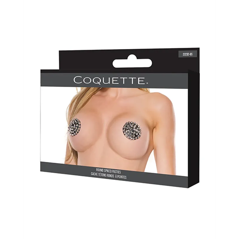 Round Spiked Reusable Pasties in PU Leather