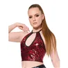 Metallic Wet Look Keyhole Halter Top