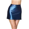 Wet Look Mini Skirt with Belt Waist and Cut-Out Back