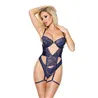 Wet Look and Lace Teddy with Garters