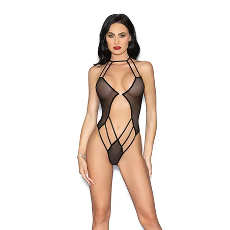 Fishnet Teddy with Jewel Detail
