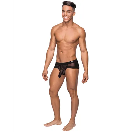Stretch Mesh Micro Mini Short with Shaft Pouch