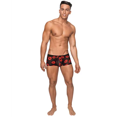 Stretch Mesh Mini Short with Lips Print