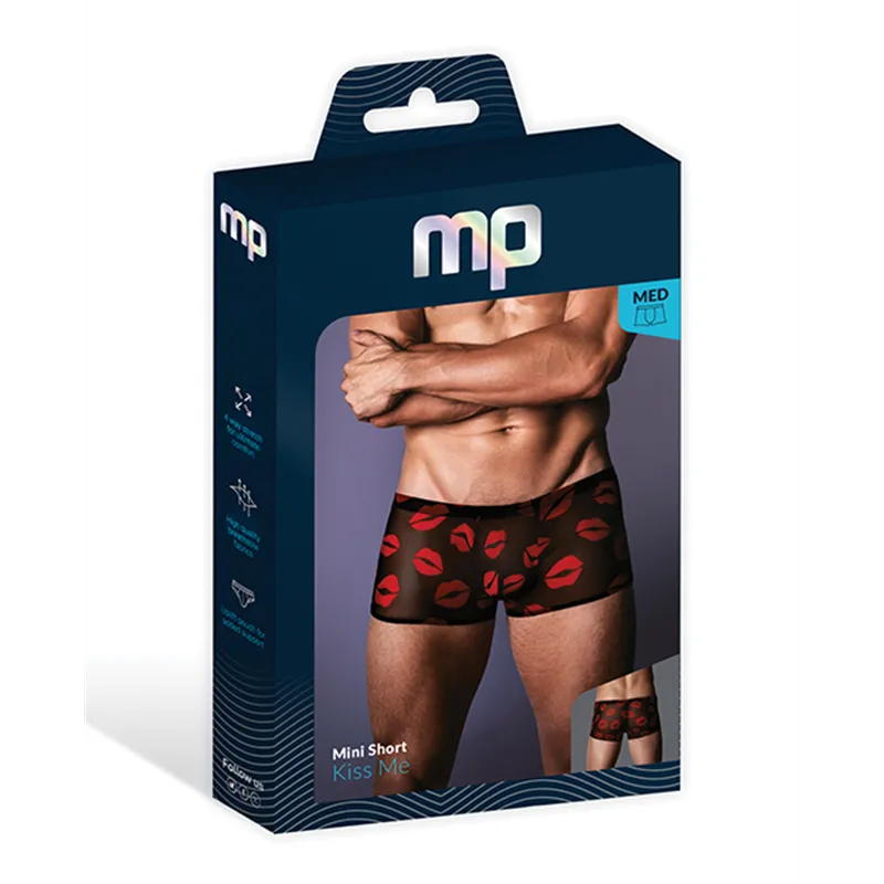 Stretch Mesh Mini Short with Lips Print