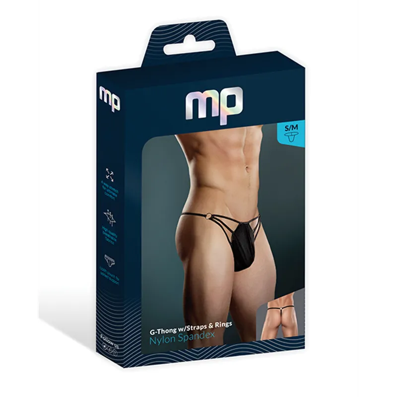 Men's G-String with Straps and Metal Rings
