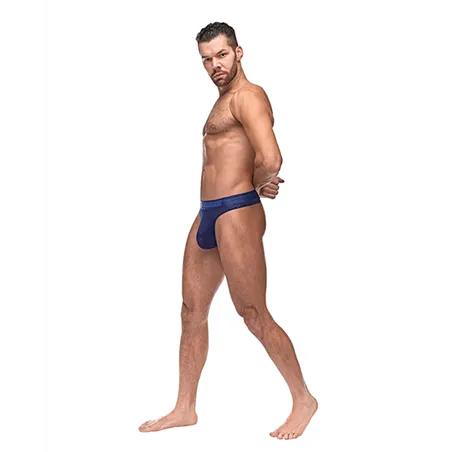 Diamond Mesh Thong with Printed Waistband