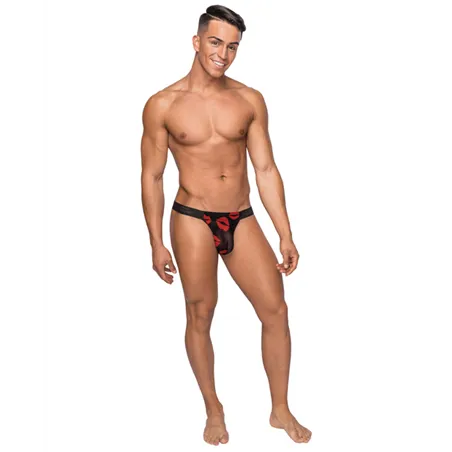 Stretch Mesh Micro Thong with Lips Print