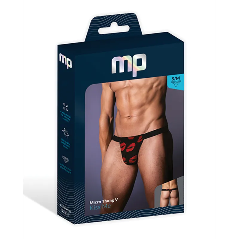 Stretch Mesh Micro Thong with Lips Print