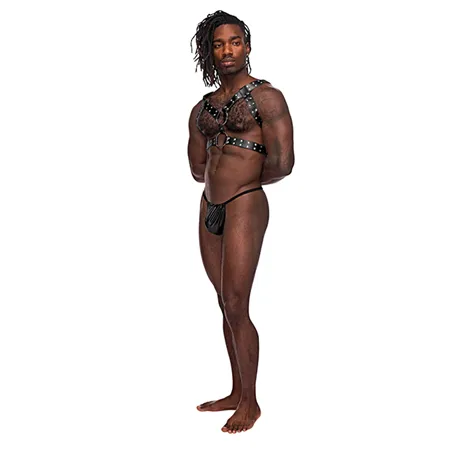 PU Leather Double Ring Body Harness