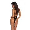 Mesh and Stretch Faux Leather Teddy with Garters