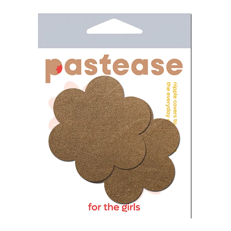 Daisy Suede Flower Pasties in Tan