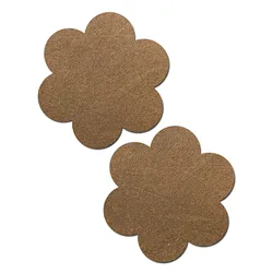 Daisy Suede Flower Pasties in Tan
