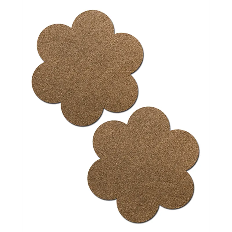 Daisy Suede Flower Pasties in Tan
