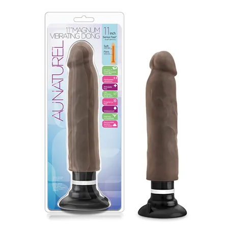 Magnum Vibrating Dong with Dual Density Sensa Feel 11 Inch in Chocolate