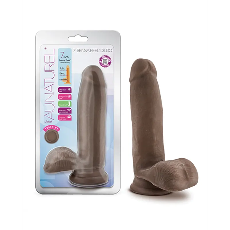 Dual Density Realistic Dildo with Flexible Spine in Chocolate