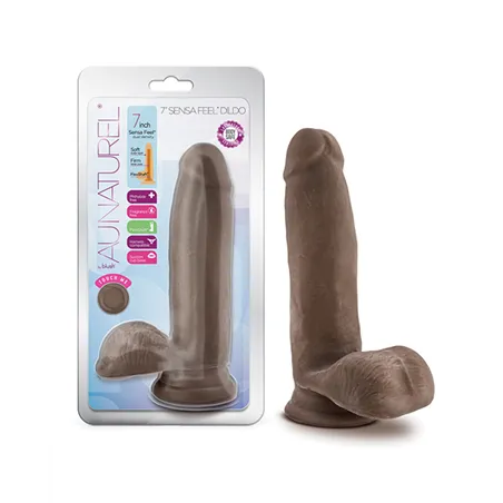 Dual Density Realistic Dildo with Flexible Spine in Chocolate