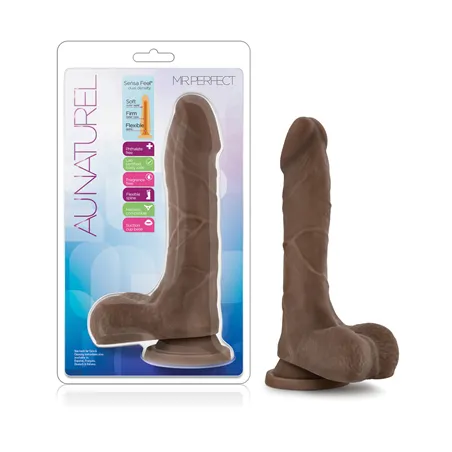Realistic Dildo with Dual Density and Flexible Spine in Chocolate