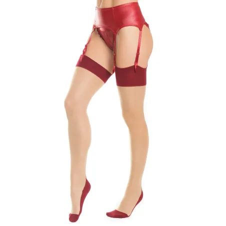 Cuban Heel Sheer Thigh High Stockings with Back Seam