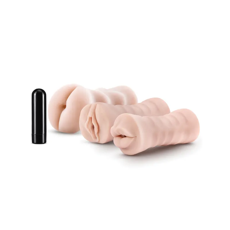 Vibrating Stroker Sleeve Kit with Bullet Vibe, 3 Sleeves