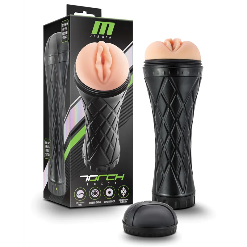 The Torch Pocket Masturbator with Diamond Grip Canister