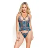 Metallic Scallop Lace and Mesh Teddy with Removable Backless Panty