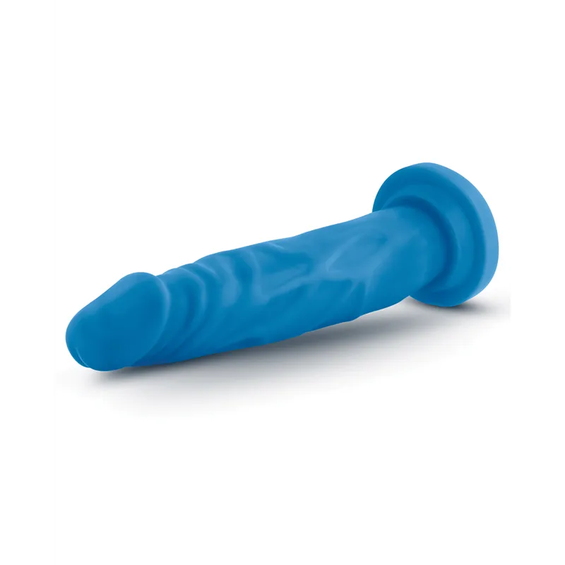 Neo Dual Density Vibrating Dildo in Neon Blue