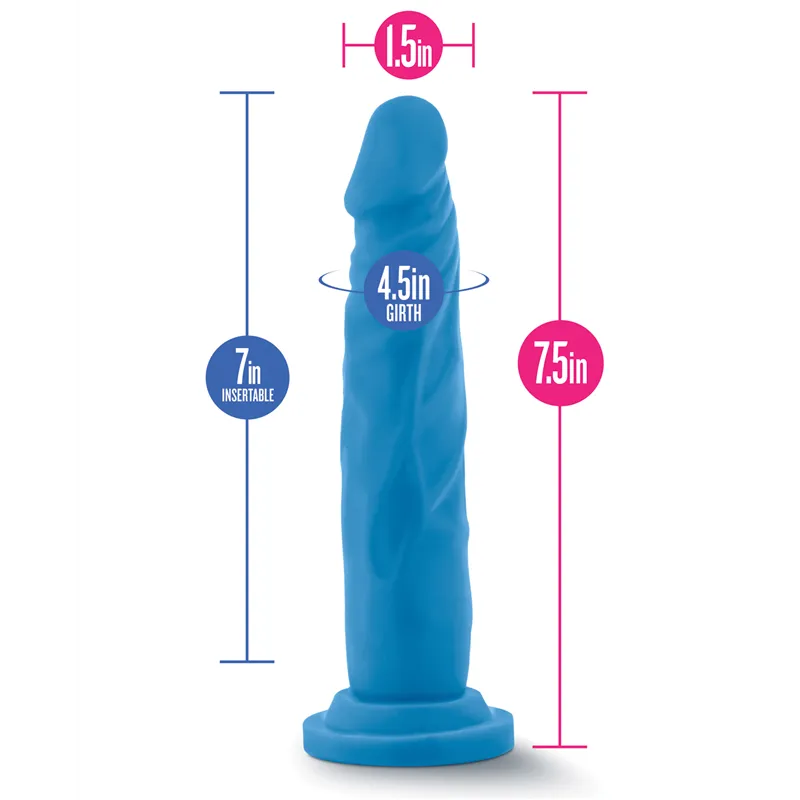 Neo Dual Density Vibrating Dildo in Neon Blue