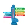 Neo Dual Density Realistic Dildo with Balls 7.5 Inch Neon Blue
