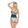 Metallic Scallop Lace and Mesh Teddy with Removable Backless Panty