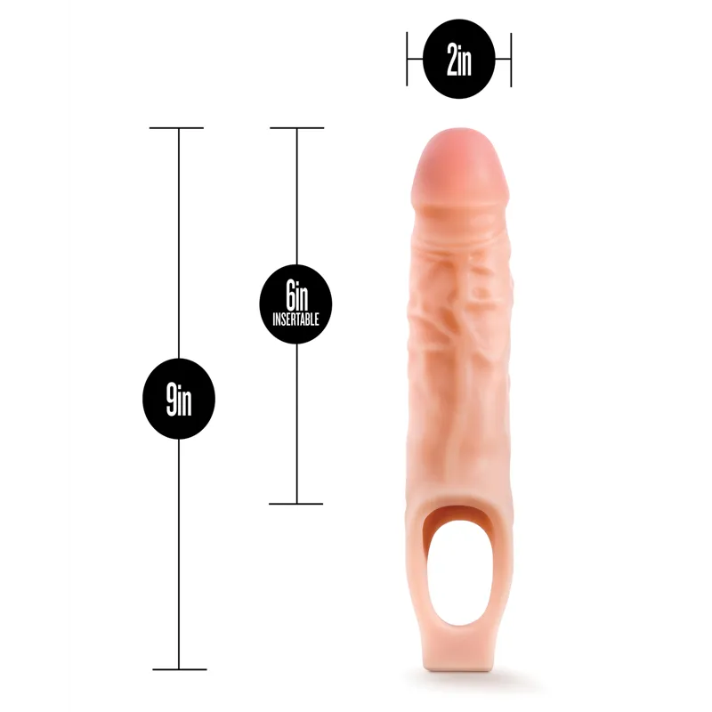 Performance 9 Inch Penis Extender Sheath with Ball Strap