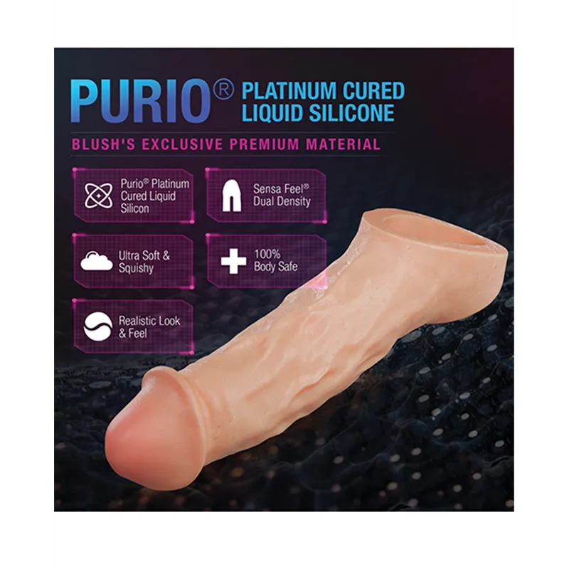 Silicone Penis Extender with Dual Density Body and Ball Strap