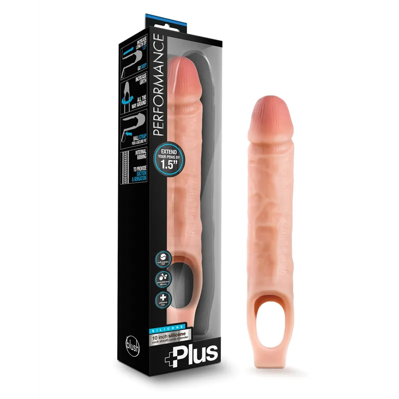 Performance Plus 10 Inch Silicone Penis Extender with Ball Strap