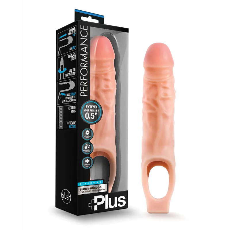 Performance Plus 9-Inch Silicone Penis Extender with Ball Strap