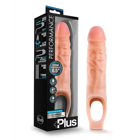 Performance Plus 9-Inch Silicone Penis Extender with Ball Strap