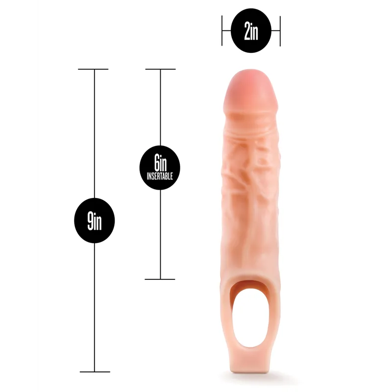 Performance Plus 9-Inch Silicone Penis Extender with Ball Strap