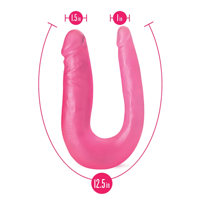 Double Dildo with Dual-Sized Ends in Pink