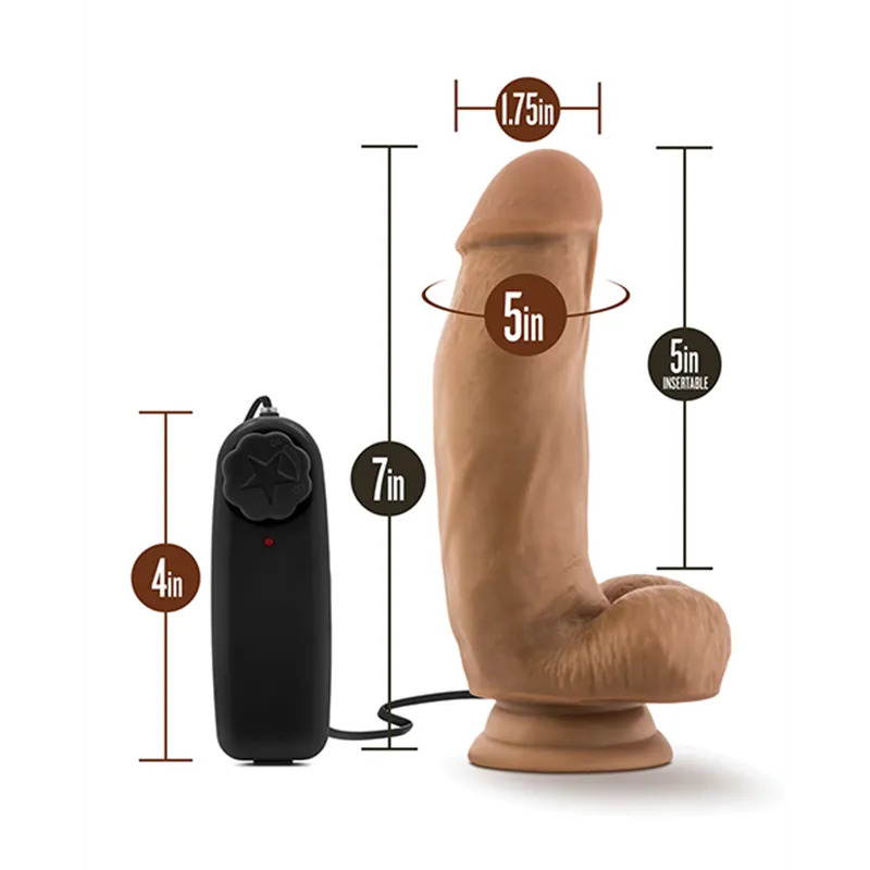 Coverboy MMA Fighter Vibrating Realistic Dildo with Remote Control, 7 Inch, Mocha