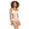 Mesh Ruffled Crotchless Teddy with Lace-Up Front