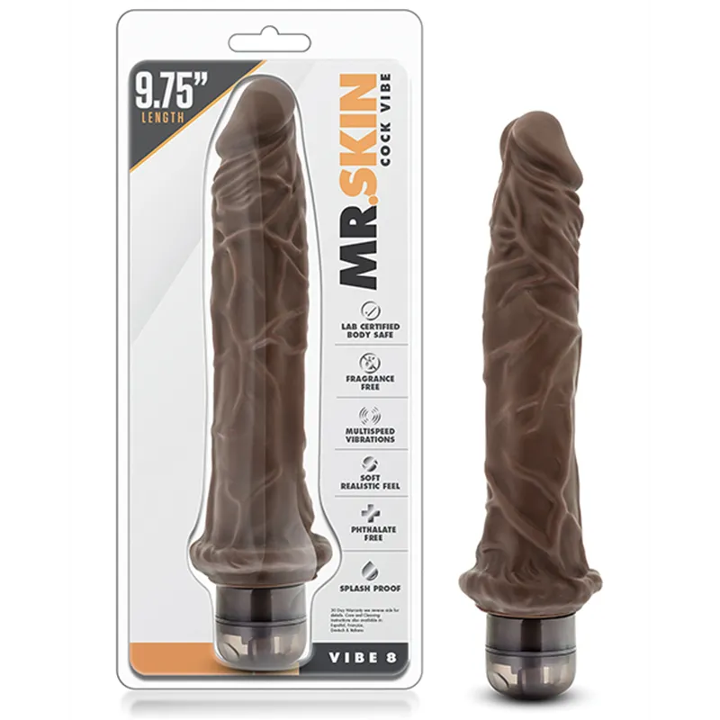Dr. Skin Vibe 8 Realistic Vibrating Dildo in Chocolate