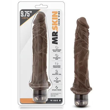 Dr. Skin Vibe 8 Realistic Vibrating Dildo in Chocolate