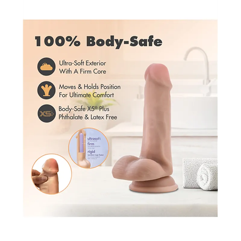 Realistic Posable Dildo with Balls 6 Inch in Vanilla