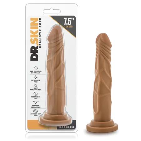 Realistic Dildo with Suction Cup Base 7.5 Inch in Mocha