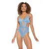 Scallop Lace and Sheer Mesh Teddy with Front V Cut-Out