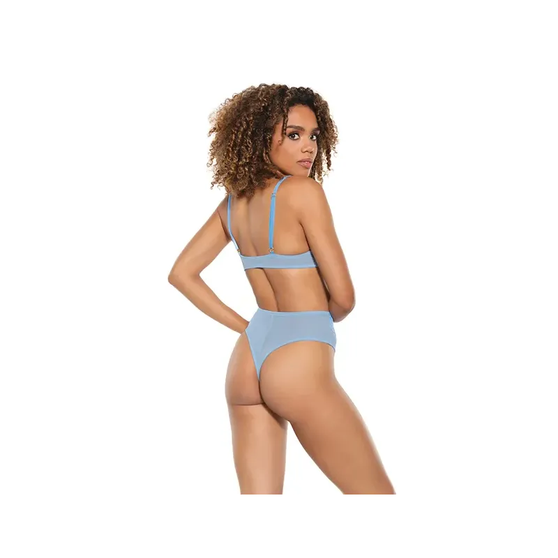 Scallop Lace and Sheer Mesh Teddy with Front V Cut-Out