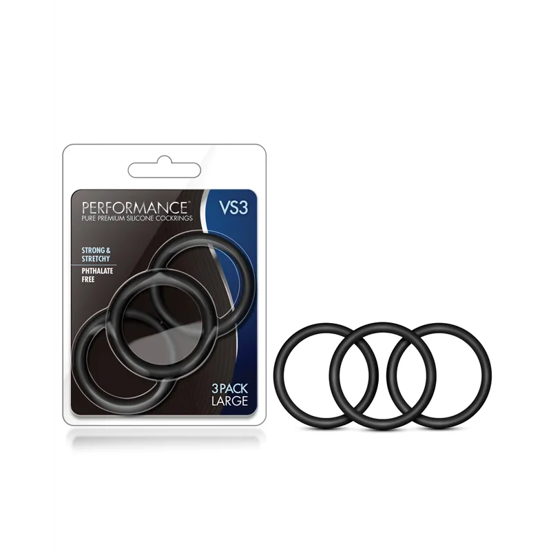 VS3 Pure Premium Silicone Cock Rings with 3-Ring Set