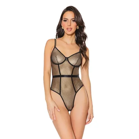 Metallic Fishnet Teddy with Underwire Cups